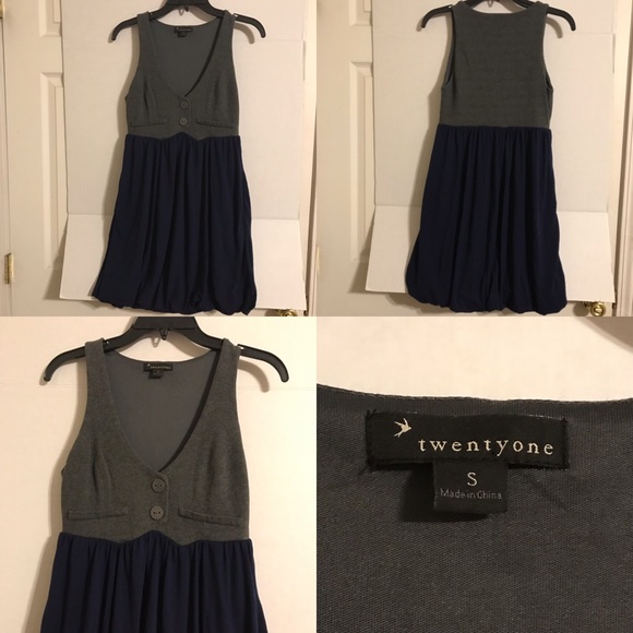 🦄Twentyone Dress Gray/Navy Sleeveless Bubble S - Picture 1 of 8